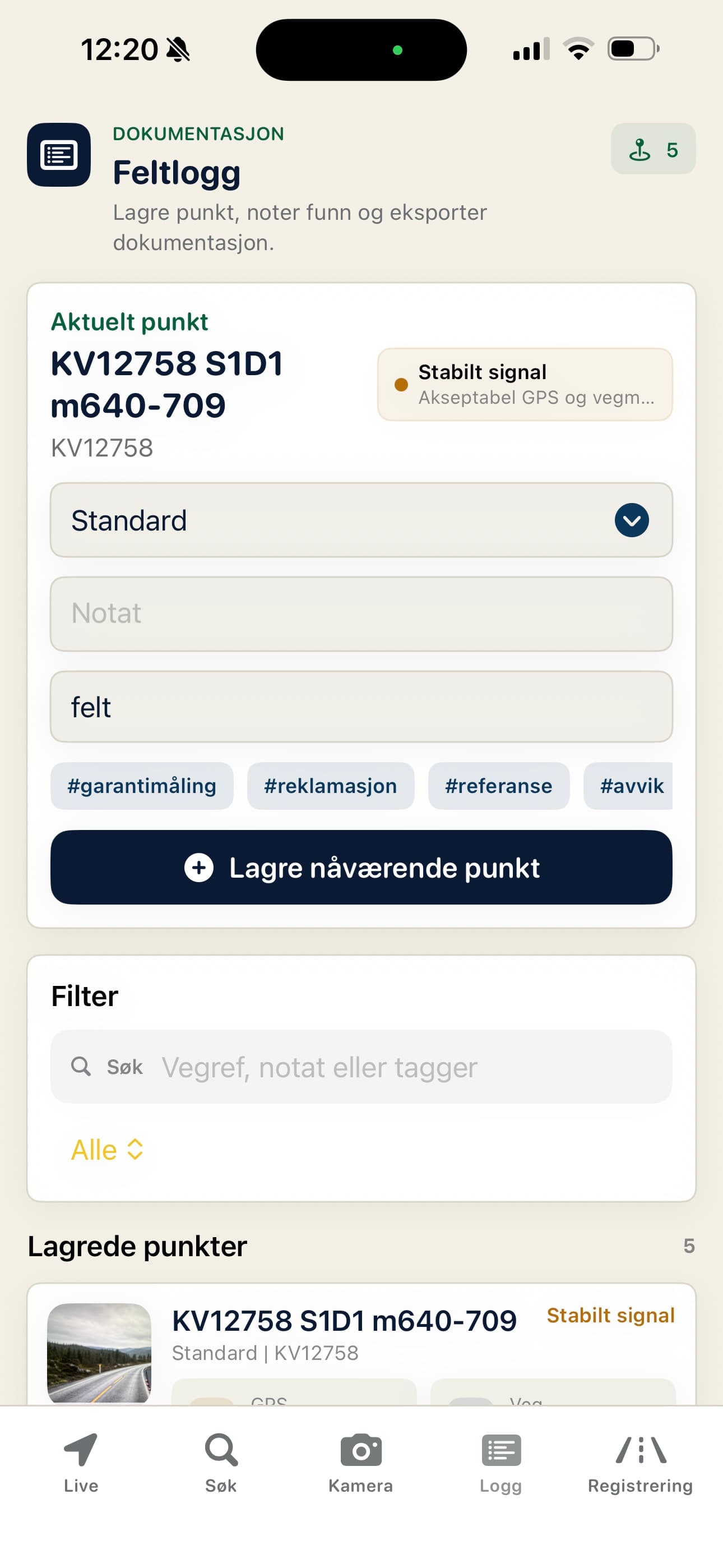 Feltlogg i Veikompasset