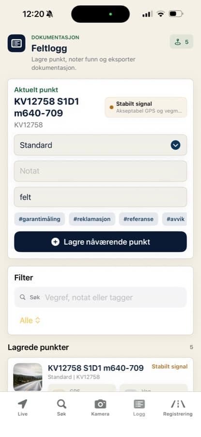 Feltlogg i Veikompasset